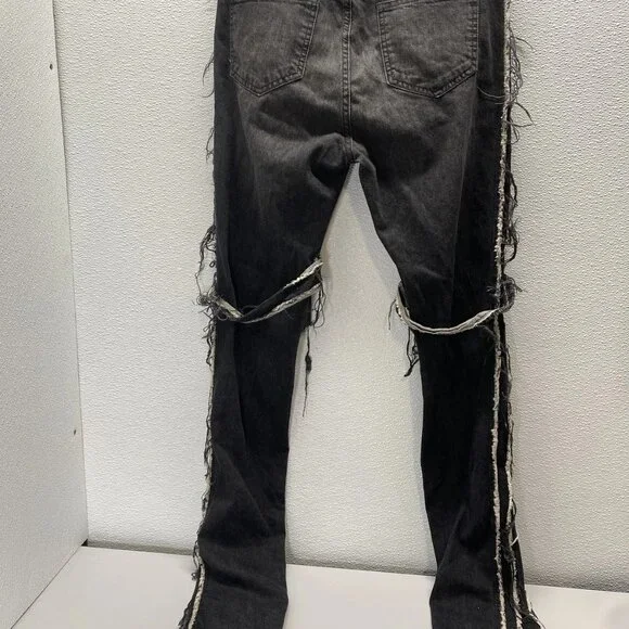 NEW WHO DECIDES WAR by Ev Bravado Gnarly Destroyed Denim Jeans – Black Size 32